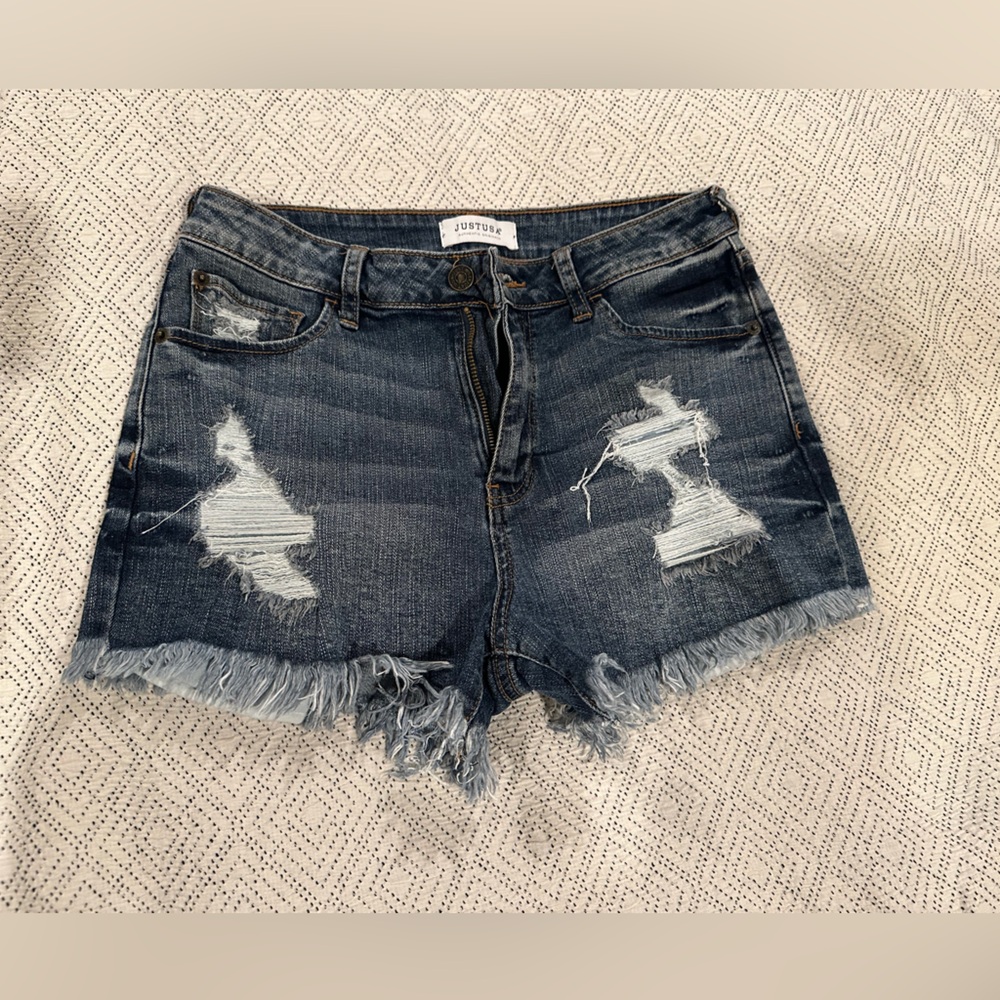 Just USA Women's Distressed Denim Shorts - Blue